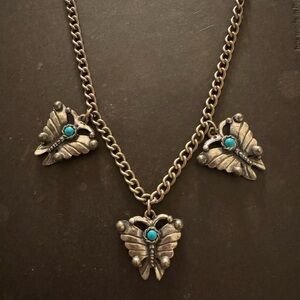 Sancrest Southwestern Silver Turquoise Butterfly Necklace